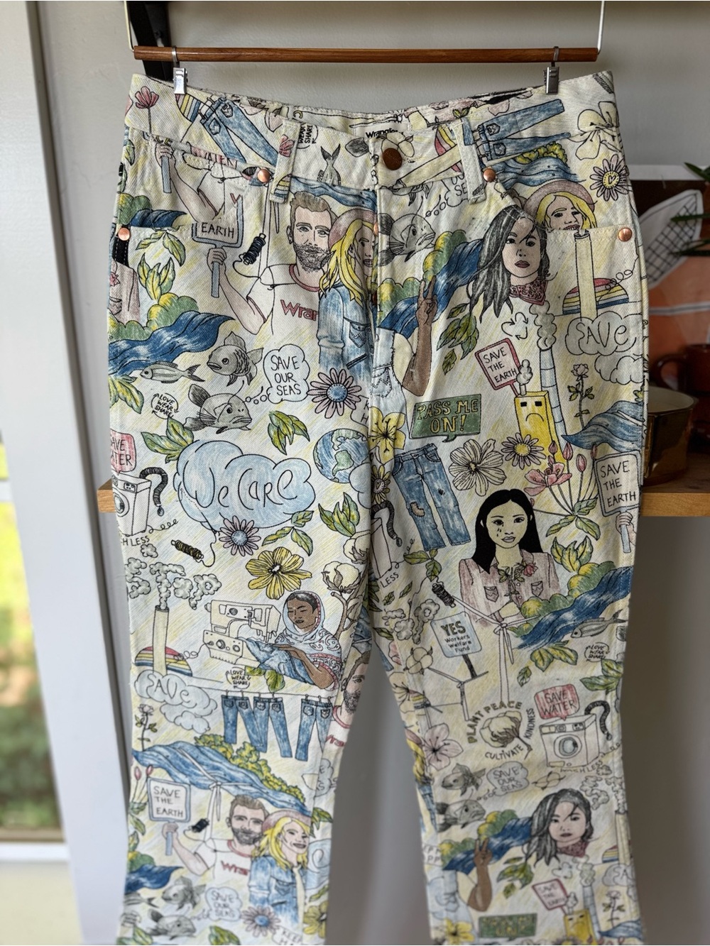 Wrangler x Free People Westward 626 Earth Day Limited Edition Denim Jeans Sz 28 - Picture 5 of 16